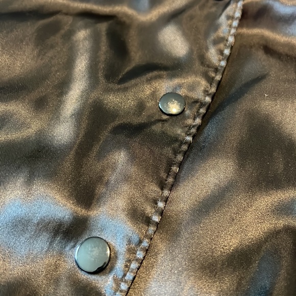 Victoria’s Secret PINK Satin Black Bomber Jacket Button Down Large - Picture 9 of 11